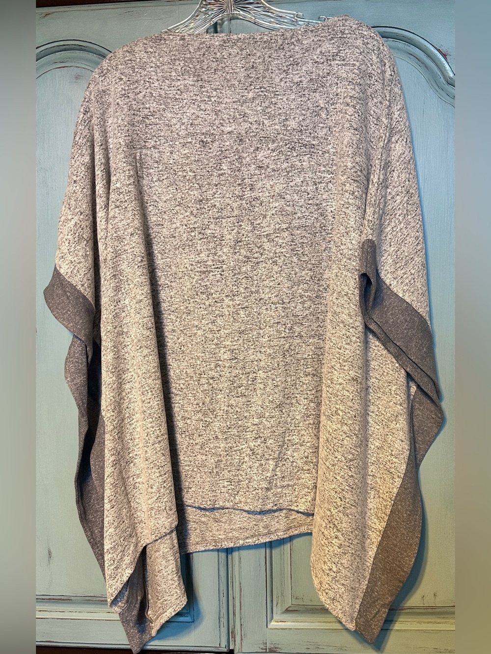 White House Black Market Heathered Gray Knit Poncho